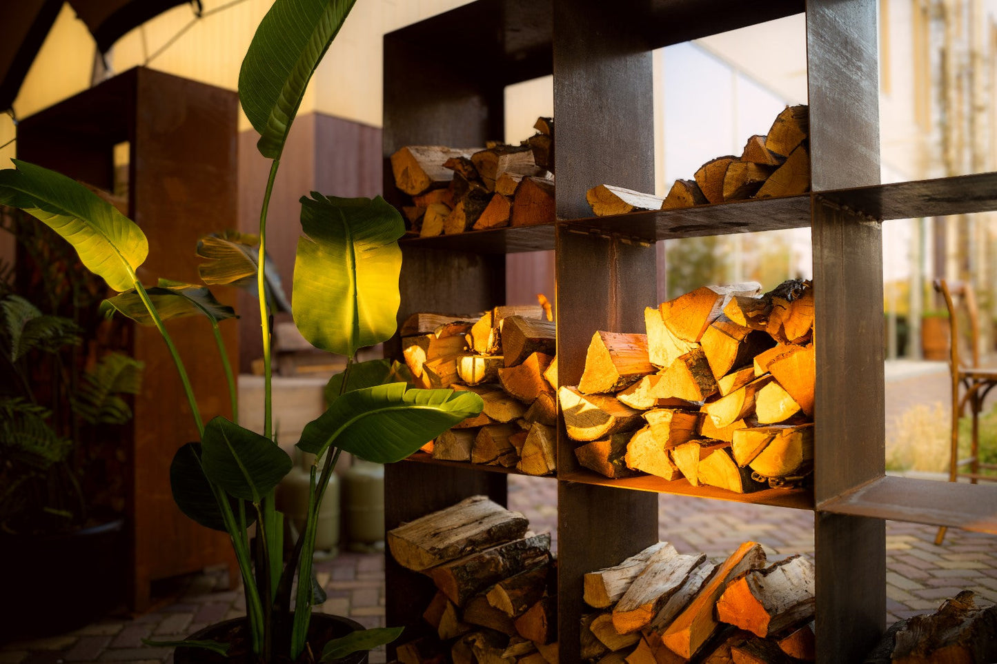 Adezz Logg Quad Wood Storage | Corten Steel
