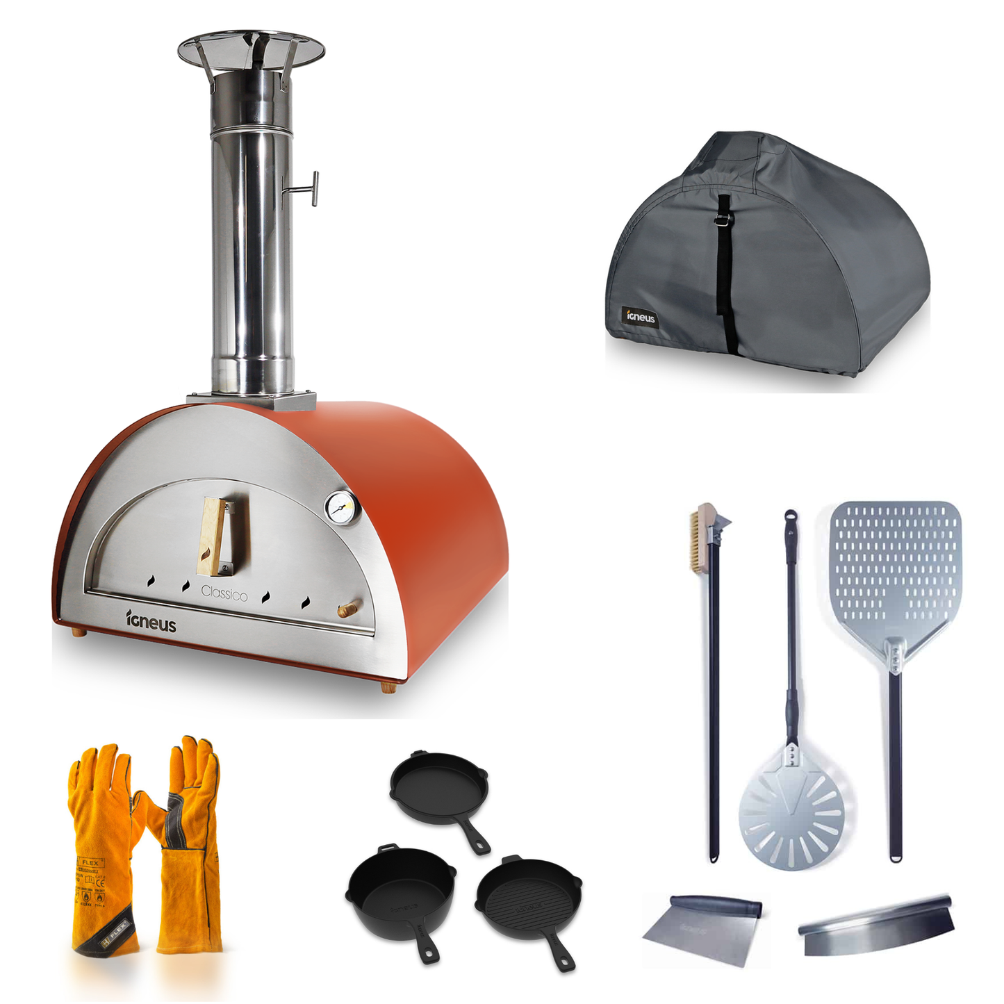 Igneus Classico Wood Fired Pizza Oven | Pro Accessory Bundle Antique Copper