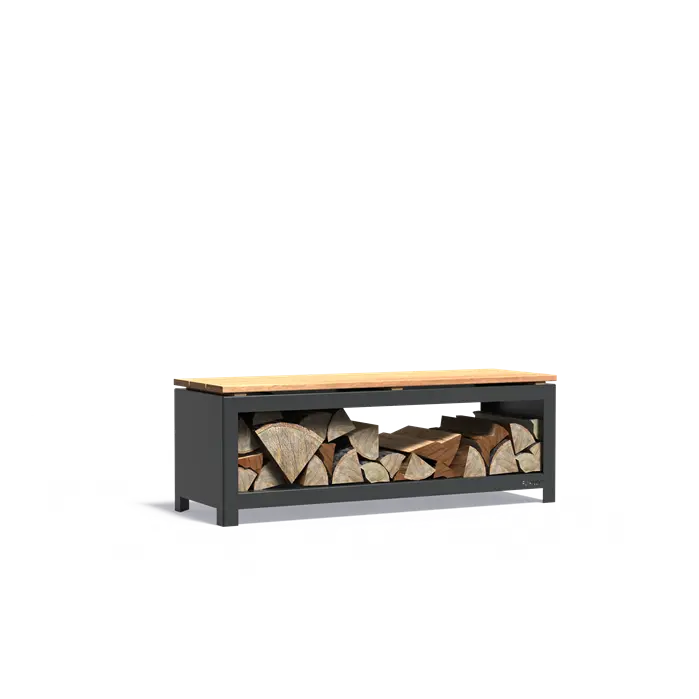 Adezz Logg Outdoor Wood Storage and Seat | Coated or Corten Steel Coated steel 1200x400x424 mm