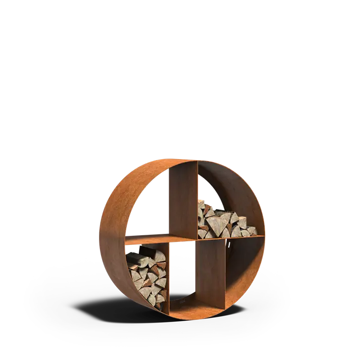 Adezz Logg Ronde Wood Storage | Corten Steel Ø1000 x 400