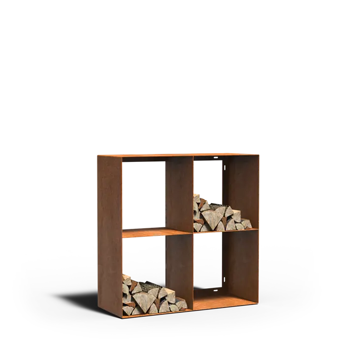 Adezz Logg Quad Wood Storage | Corten Steel 1000 x 400 x 1000