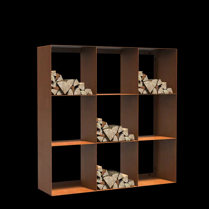 Adezz Logg Quad Wood Storage | Corten Steel 1500 x 400 x 1500