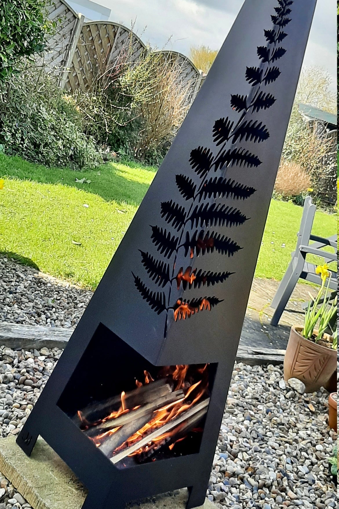 Fern Leaf Steel Chiminea
