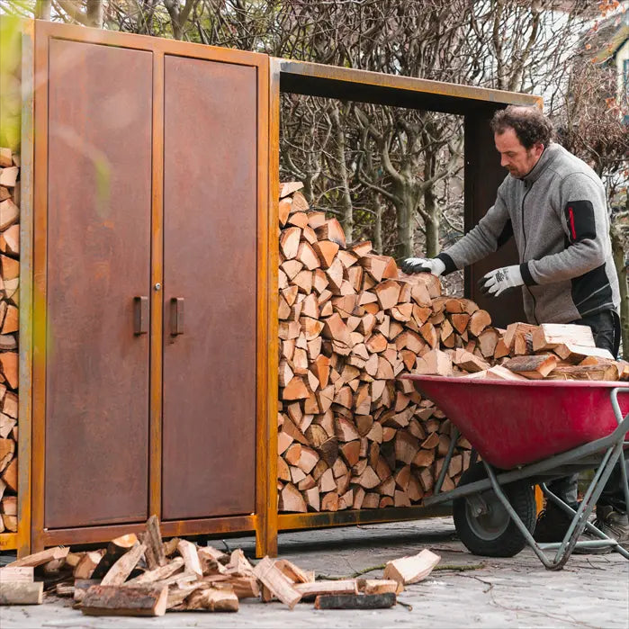 Adezz Logg Logger Wood Storage Cabinet | Corten Steel
