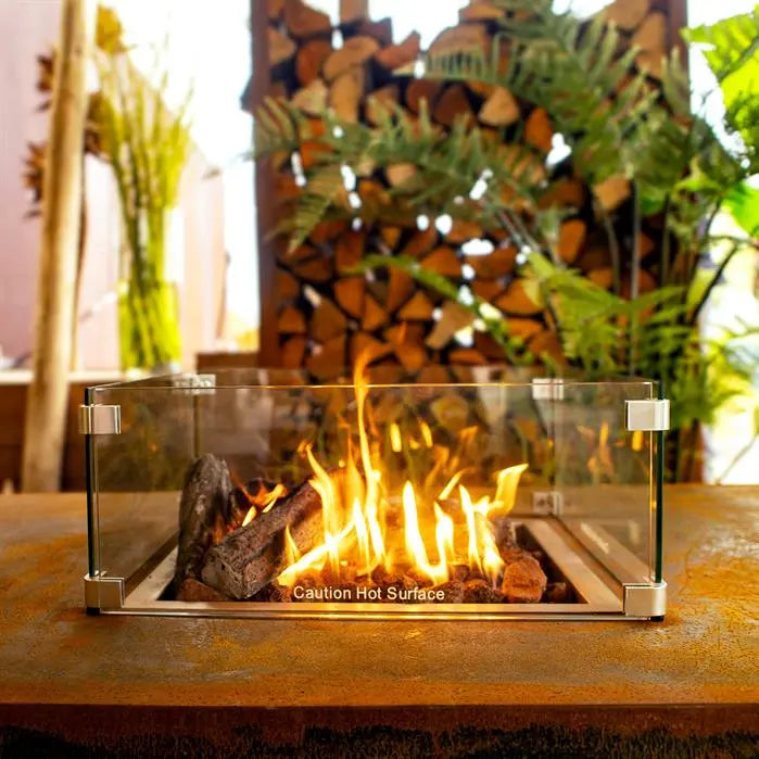 Adezz Brann Rectangular Outdoor Fire Table | Corten Steel or Aluminium | Gas-Fired with Electric Ignition