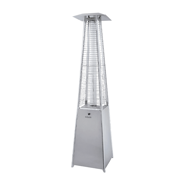 Tahiti II Pyramid Flame Gas Patio Heater | 13kW Heat Output | Silver or Black | Free Weather Cover Stainless Steel