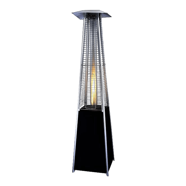 Tahiti II Pyramid Flame Gas Patio Heater | 13kW Heat Output | Silver or Black | Free Weather Cover Black