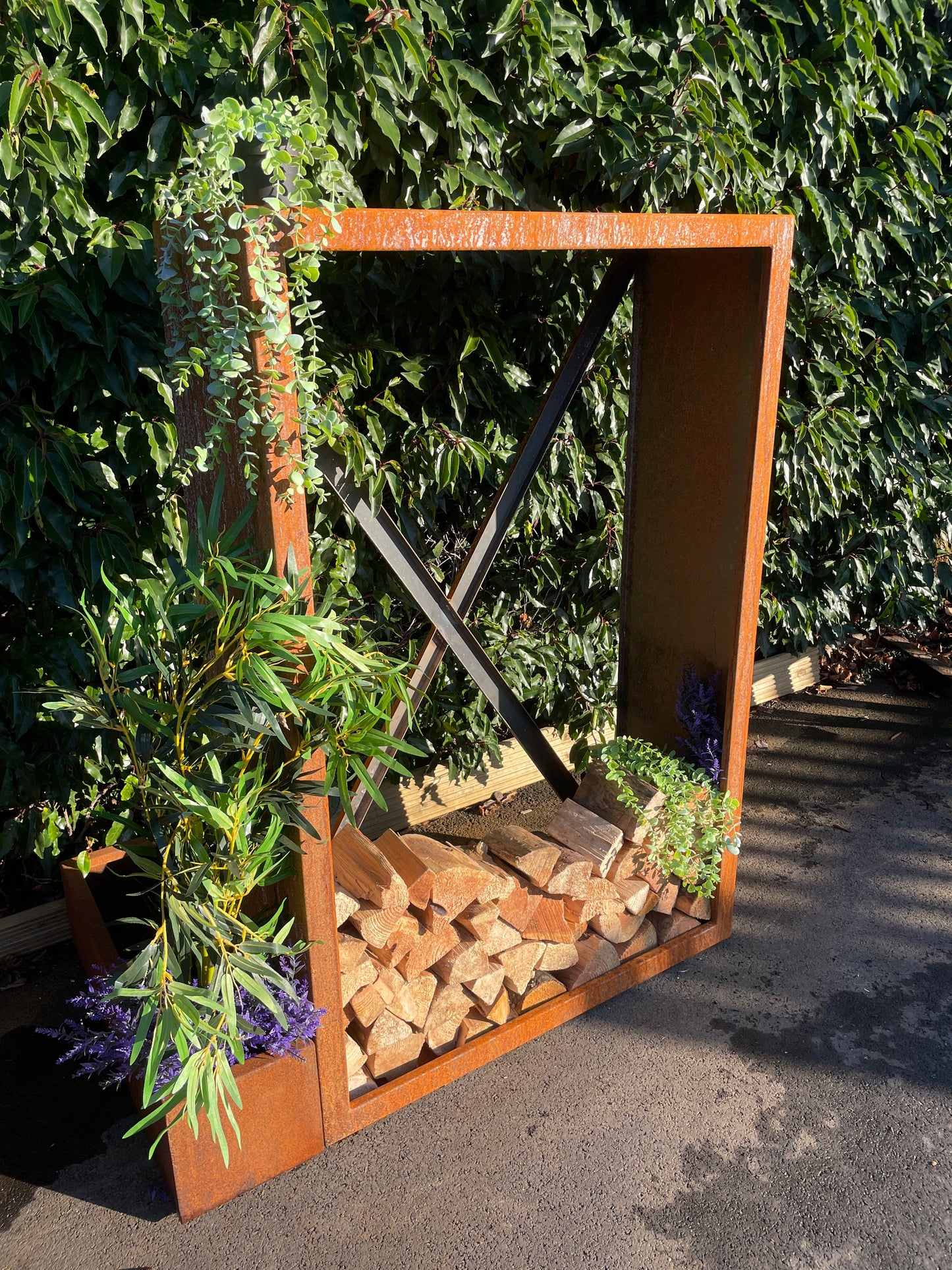 Corten Steel Wood Storage | Tall