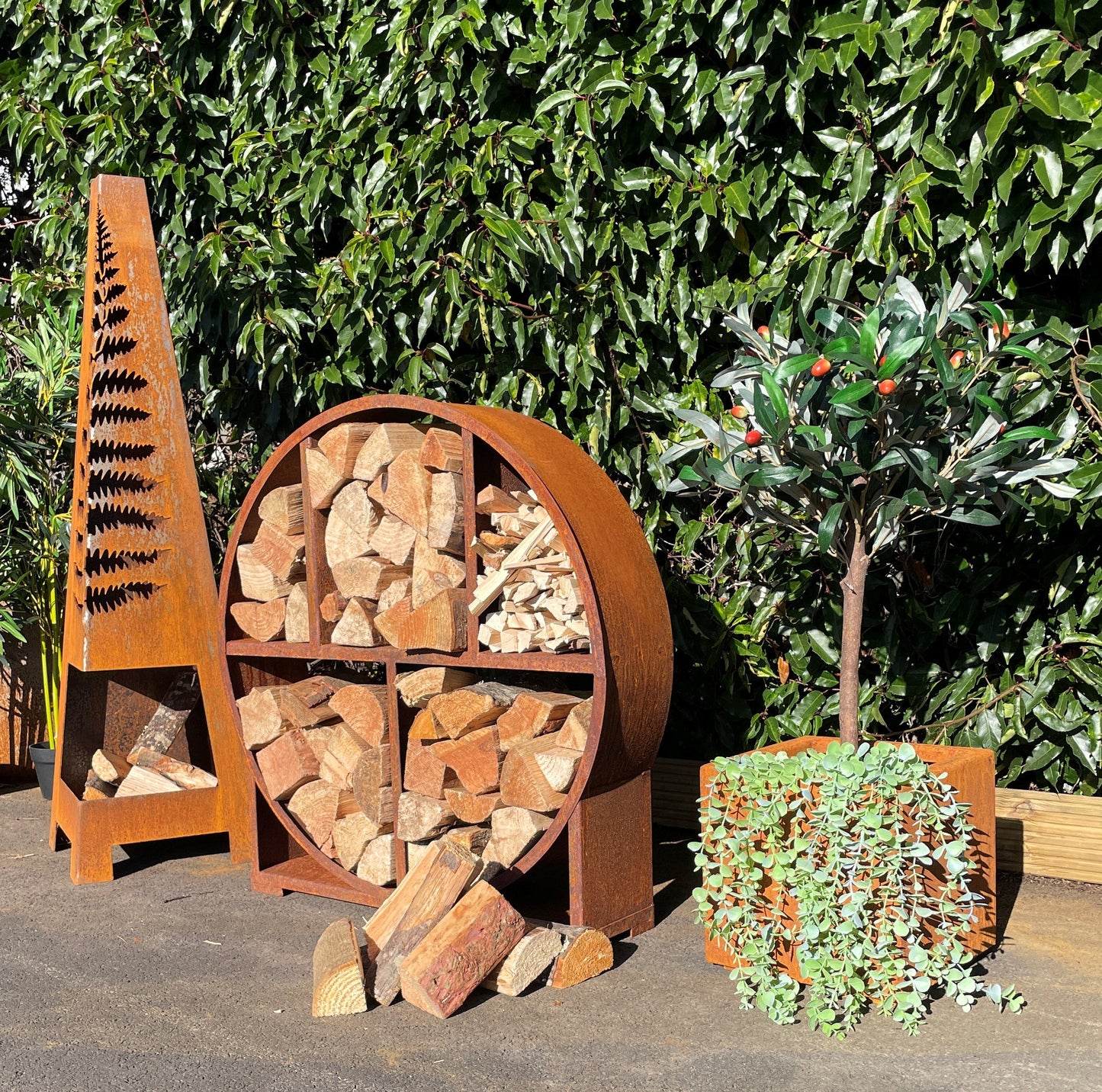 Corten Steel Wood Storage | Round