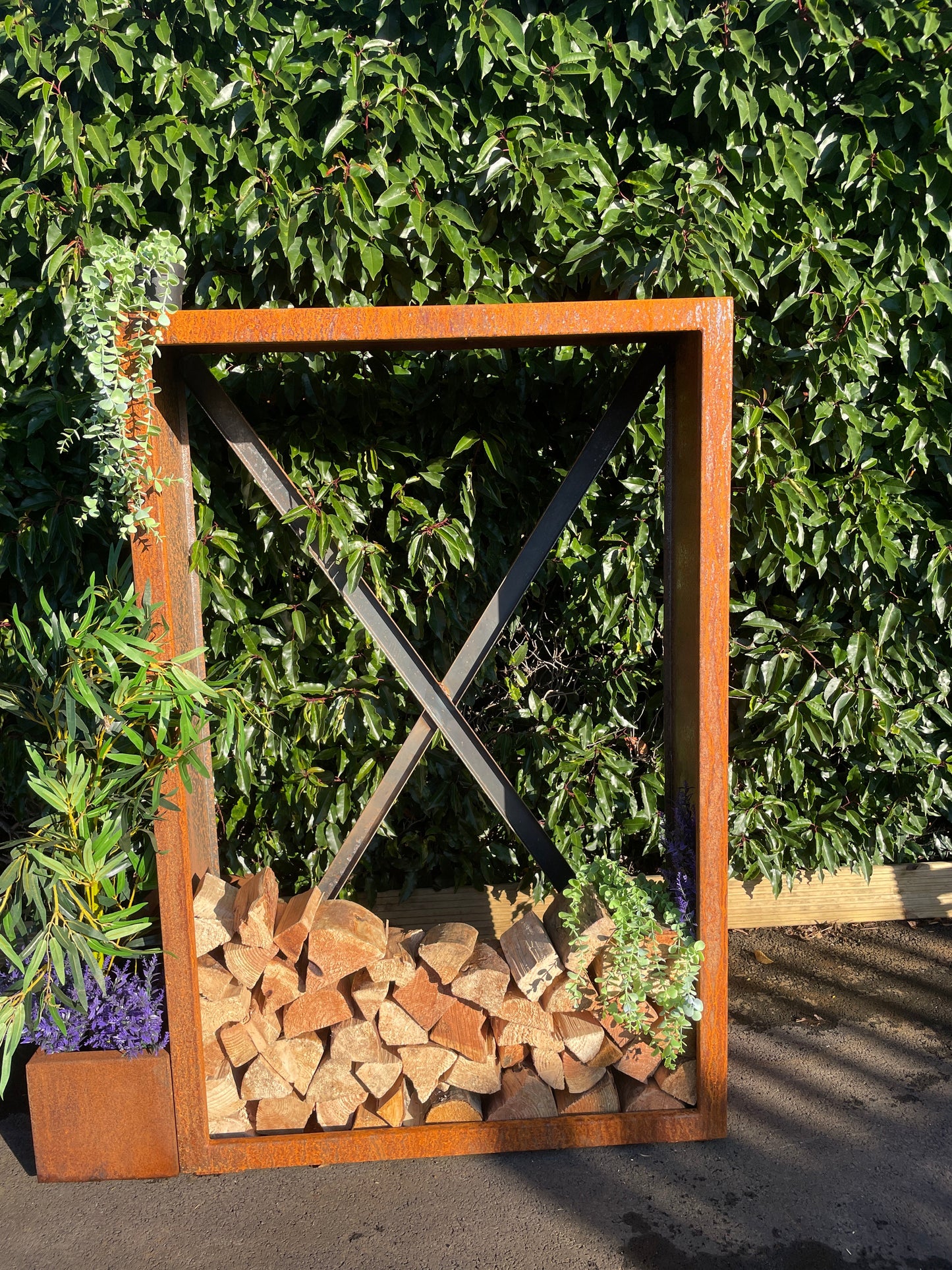 Corten Steel Wood Storage | Tall