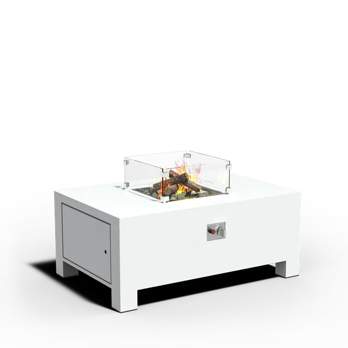Adezz Brann Rectangular Outdoor Fire Table | Corten Steel or Aluminium | Gas-Fired with Electric Ignition Aluminium