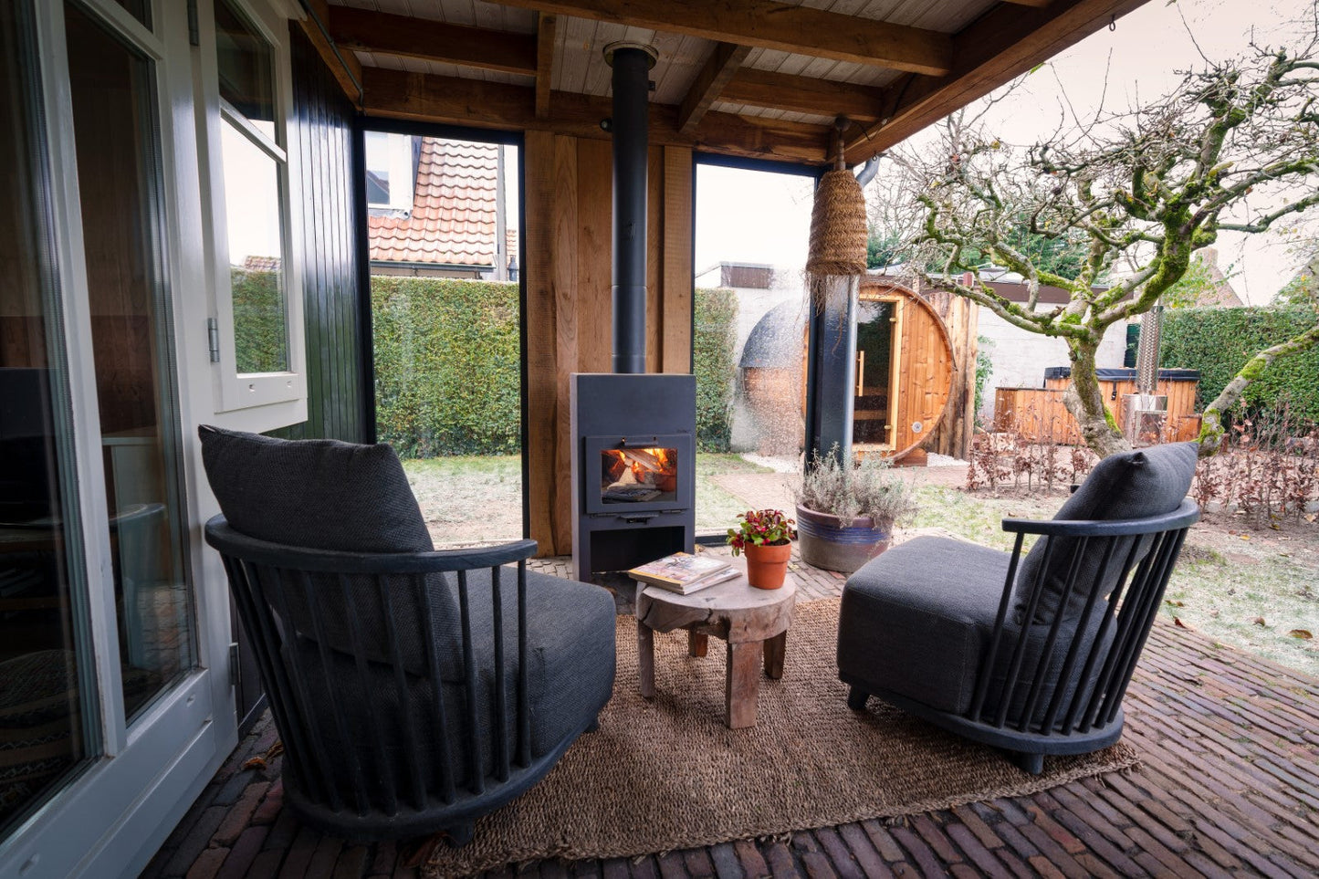 Adezz Stig Outdoor Fireplace With Wood Compartment | Coated or Corten Steel