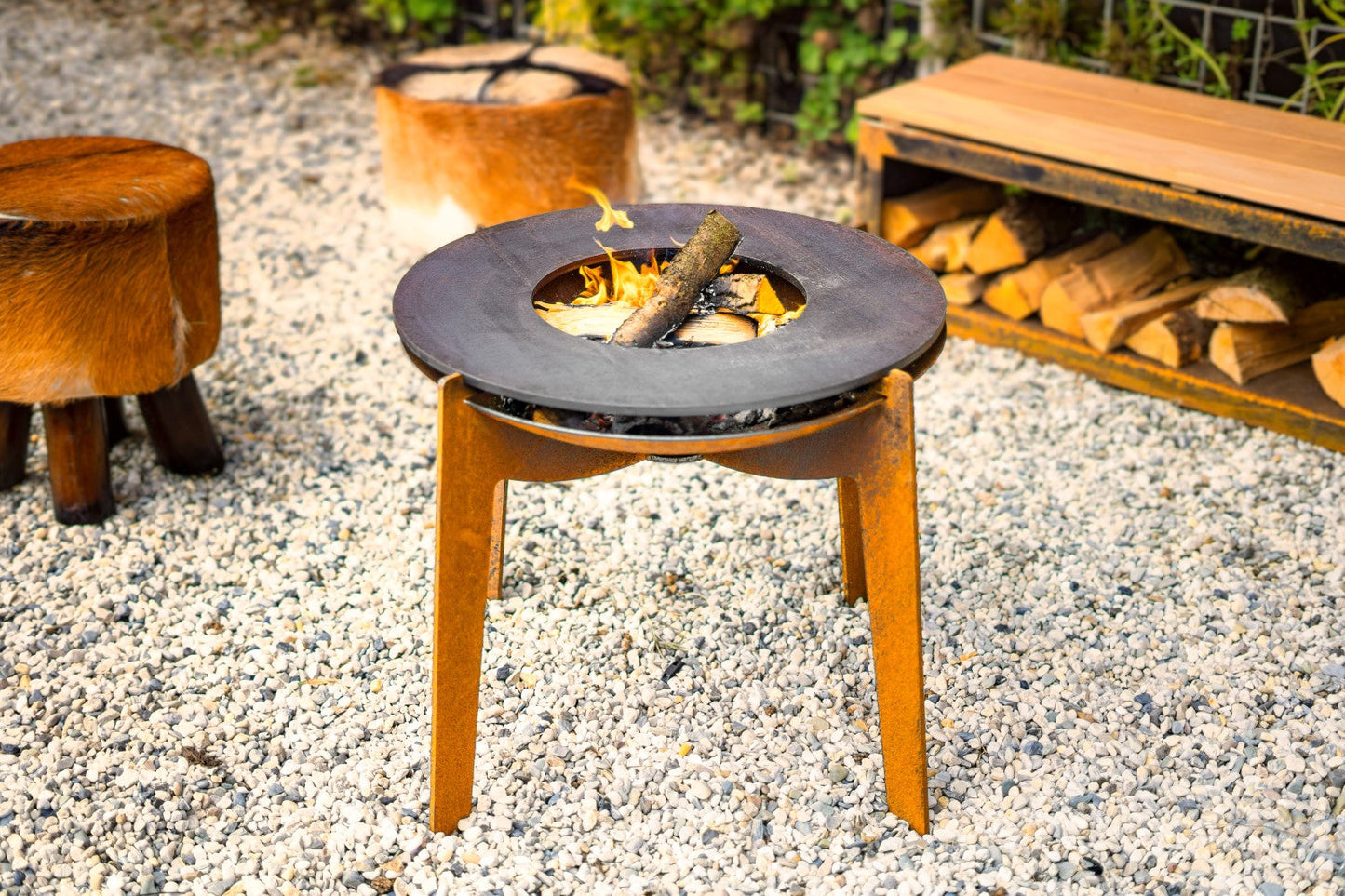 Adezz Cosa Fire Pit and Plancha Grill | Corten Steel