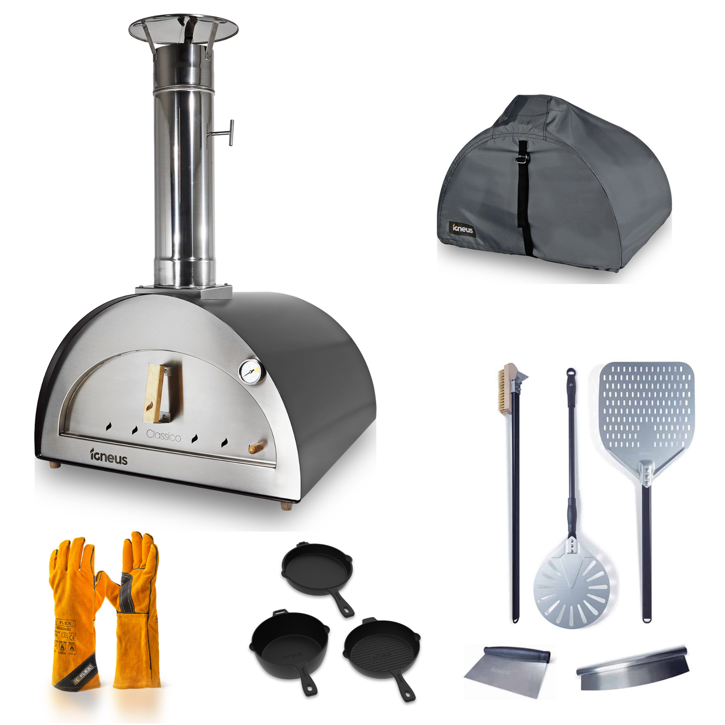 Igneus Classico Wood Fired Pizza Oven | Pro Accessory Bundle Graphite