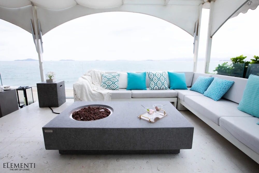 Elementi Metropolis Gas Fire Pit Table | Light Grey