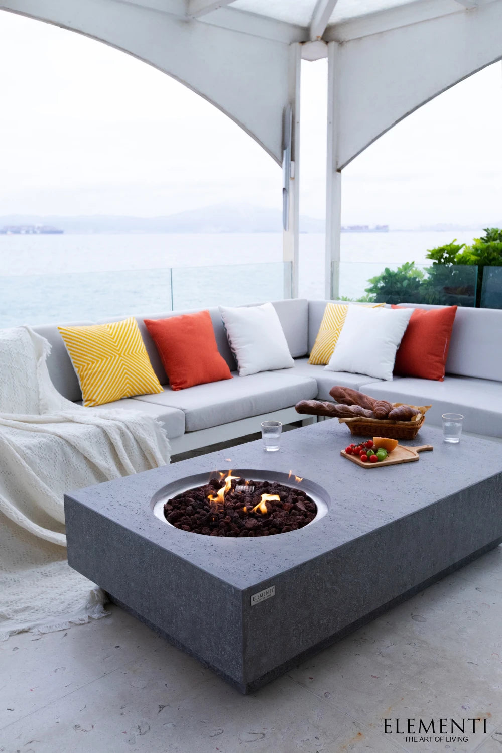 Elementi Metropolis Gas Fire Pit Table | Light Grey