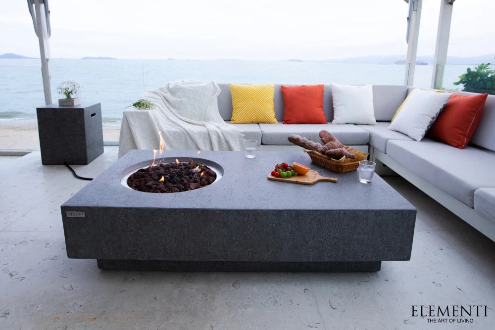 Elementi Metropolis Gas Fire Pit Table | Light Grey
