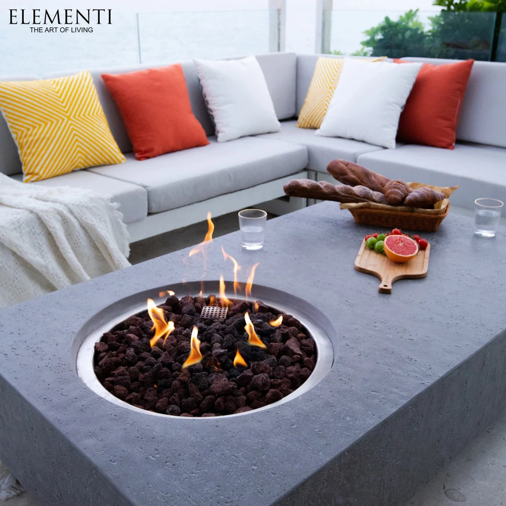 Elementi Metropolis Gas Fire Pit Table | Light Grey