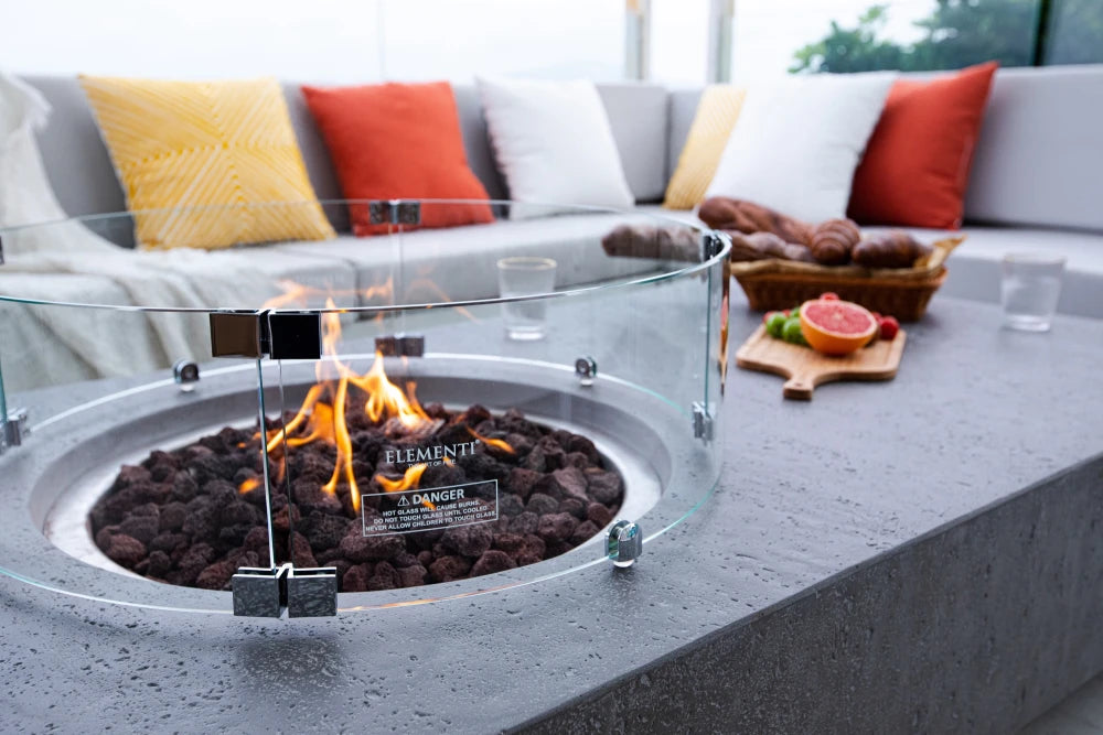 Elementi Metropolis Gas Fire Pit Table | Light Grey