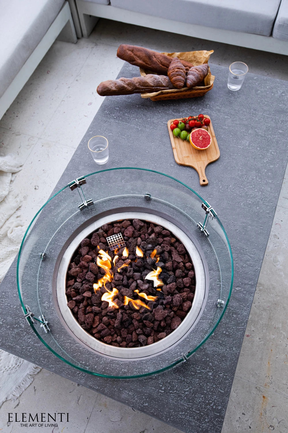 Elementi Metropolis Gas Fire Pit Table | Light Grey