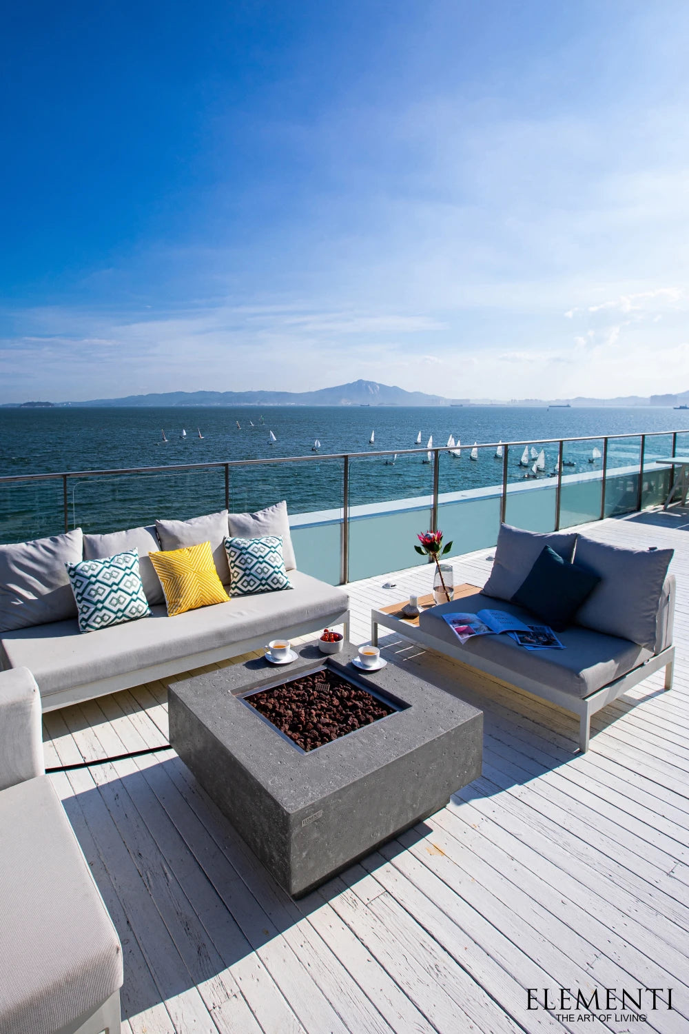 Elementi Manhattan Gas Fire Pit Table | Light Grey