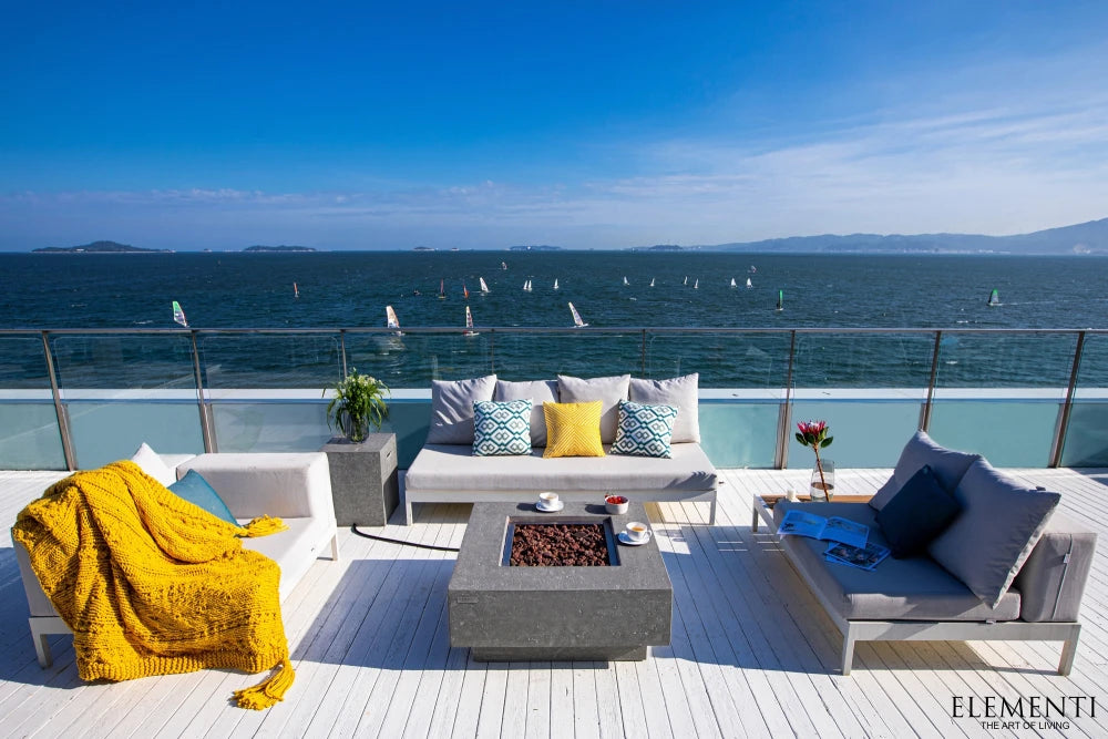 Elementi Manhattan Gas Fire Pit Table | Light Grey