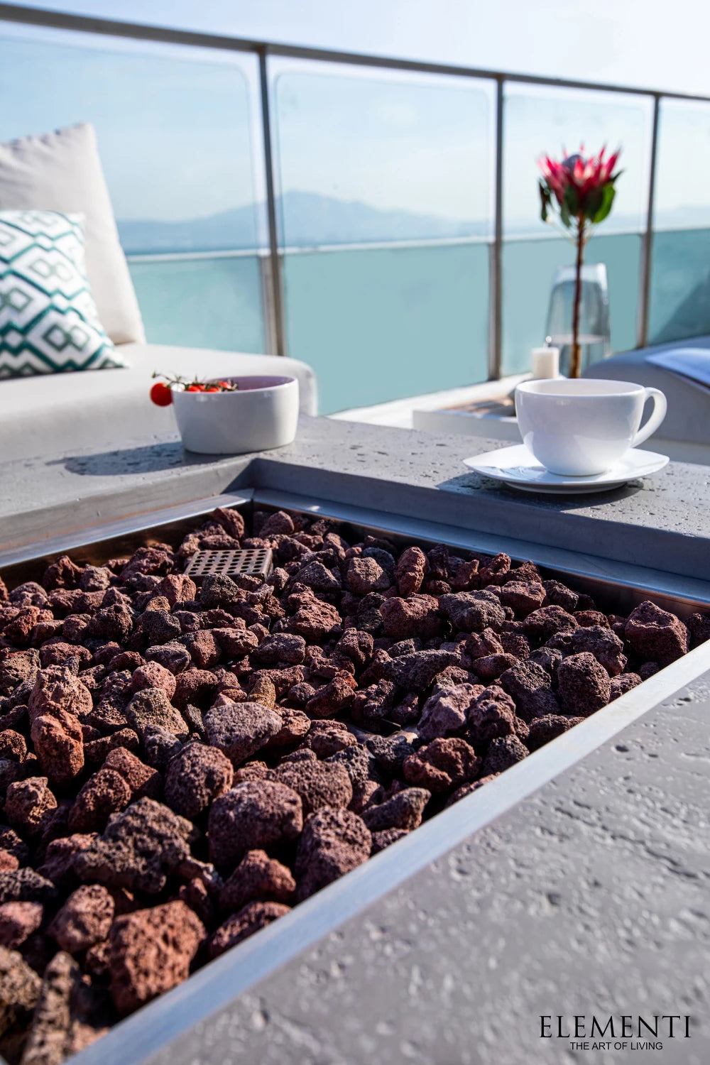 Elementi Manhattan Gas Fire Pit Table | Light Grey