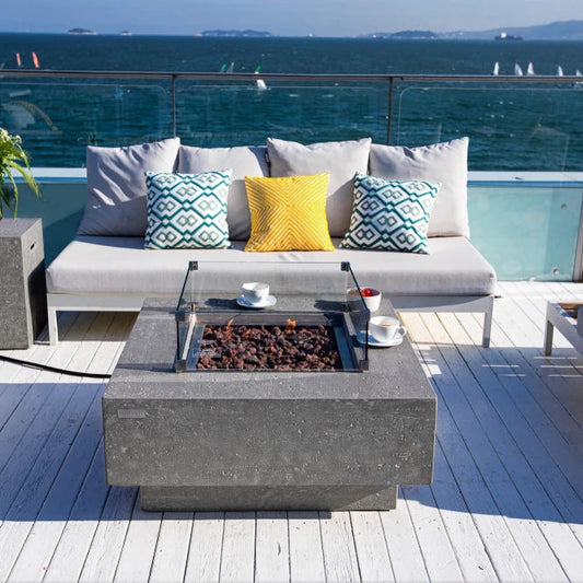 Elementi Manhattan Gas Fire Pit Table | Light Grey