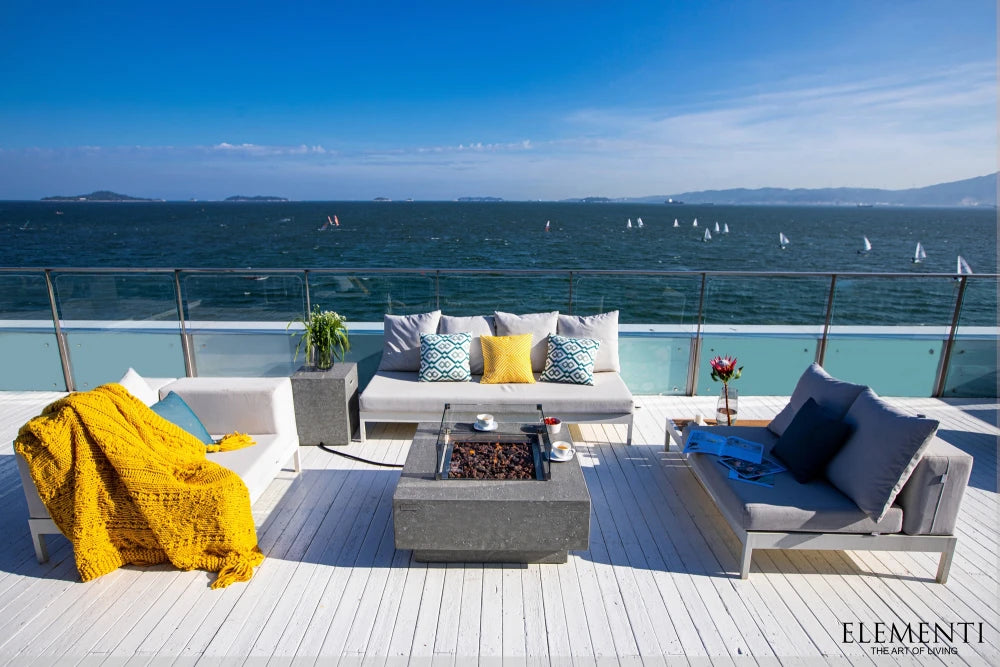 Elementi Manhattan Gas Fire Pit Table | Light Grey