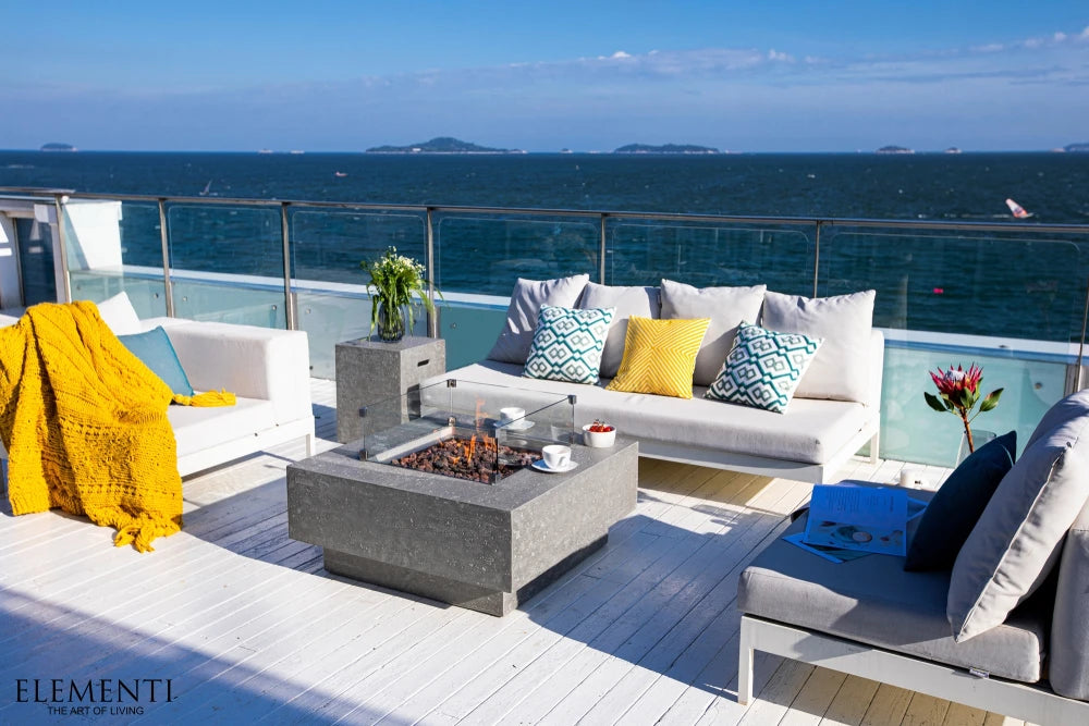 Elementi Manhattan Gas Fire Pit Table | Light Grey