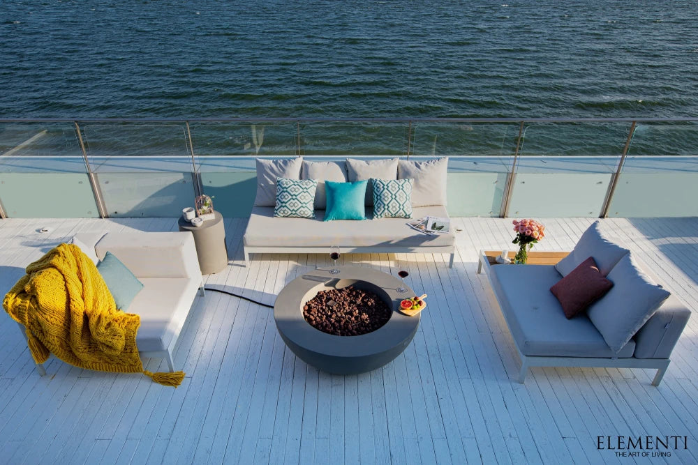 Elementi Lunar Bowl Gas Fire Pit Table | Light Grey