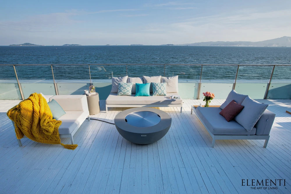 Elementi Lunar Bowl Gas Fire Pit Table | Light Grey