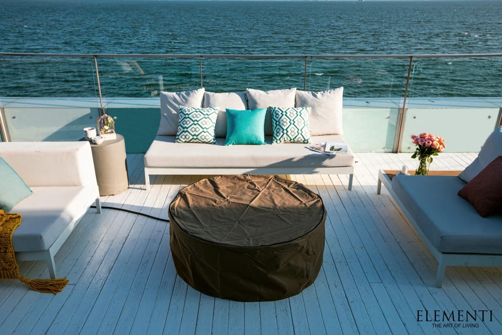 Elementi Lunar Bowl Gas Fire Pit Table | Light Grey