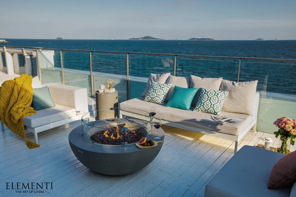 Elementi Lunar Bowl Gas Fire Pit Table | Light Grey