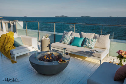 Elementi Lunar Bowl Gas Fire Pit Table | Light Grey