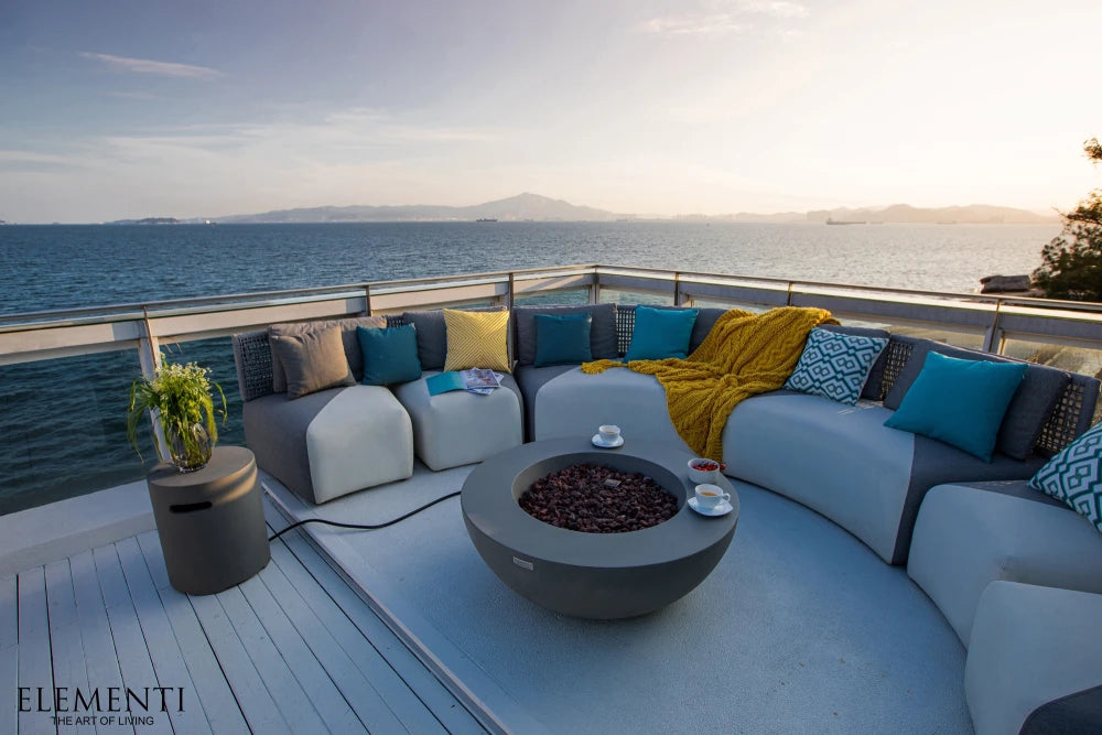 Elementi Lunar Bowl Gas Fire Pit Table | Light Grey