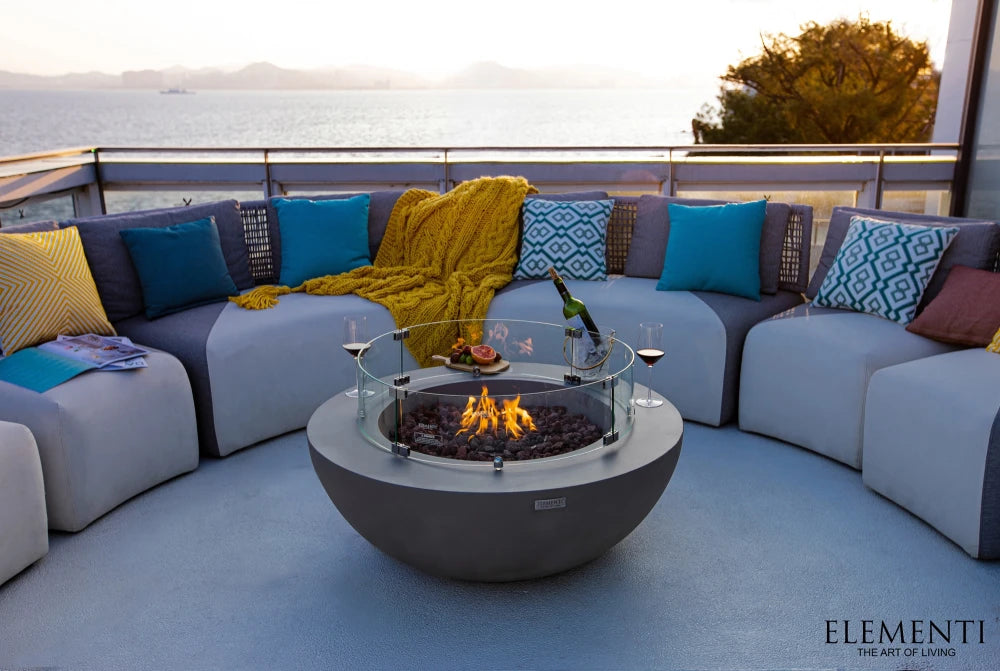 Elementi Lunar Bowl Gas Fire Pit Table | Light Grey