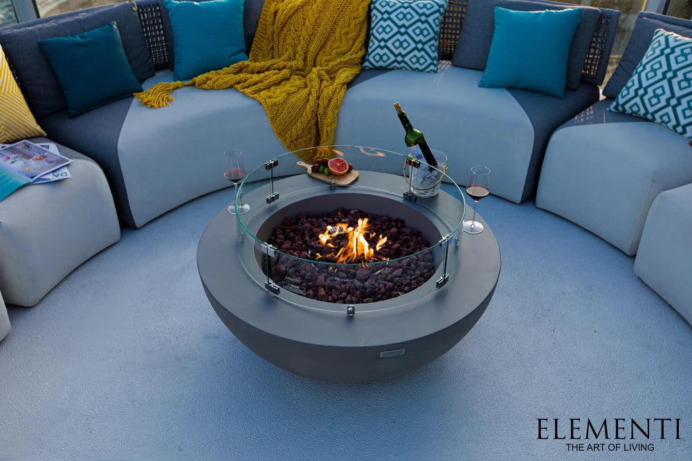 Elementi Lunar Bowl Gas Fire Pit Table | Light Grey