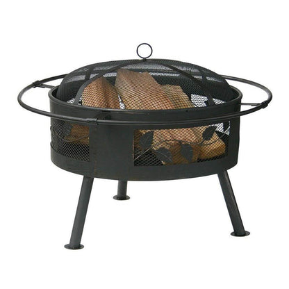 UniFlame 30 Inch Wood Burning Aged Bronze Leaf Design Deep Fire Pit