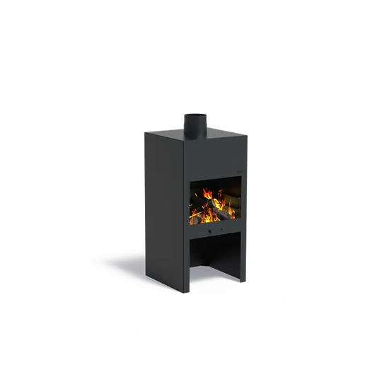 Adezz Stig Outdoor Fireplace With Wood Compartment | Coated or Corten Steel