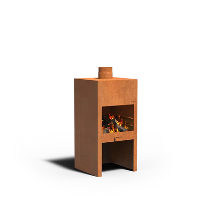 Adezz Stig Outdoor Fireplace With Wood Compartment | Coated or Corten Steel