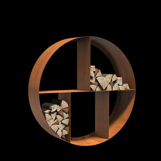Adezz Logg Ronde Wood Storage | Corten Steel Ø1500 x 400