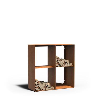 Adezz Logg Quad Wood Storage | Corten Steel 1000 x 400 x 1000
