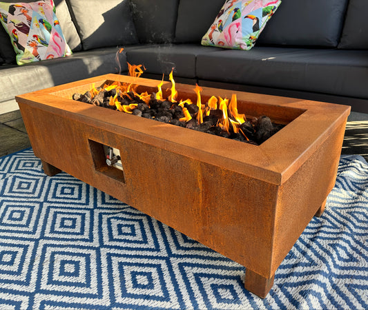 Vulcan Gas Firepit Table | Rectangle | Corten Steel