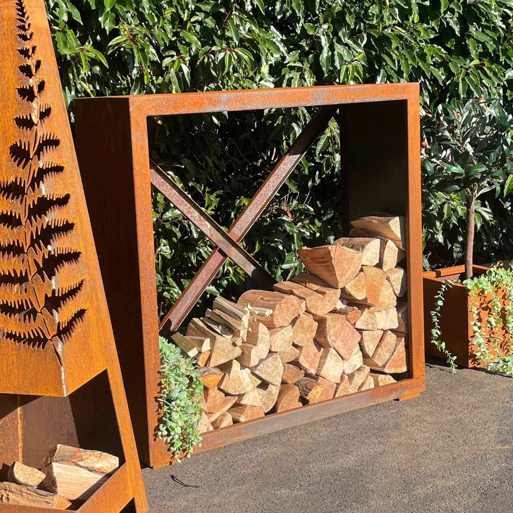 Corten Steel Wood Storage | Square