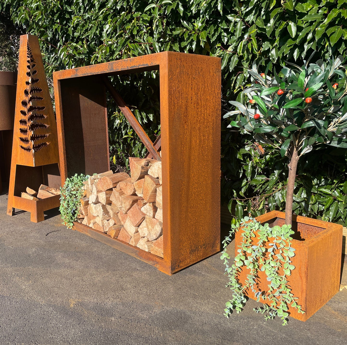 Corten Steel Wood Storage | Square