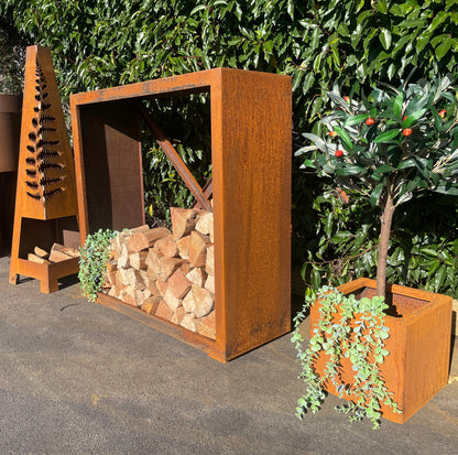 Corten Steel Wood Storage | Square