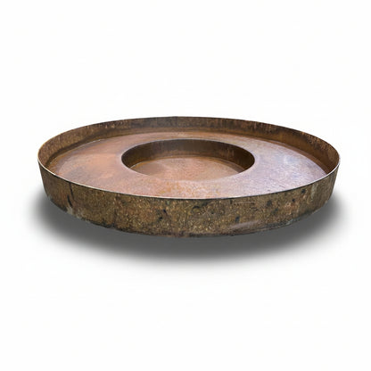 Weather IT Corten Steel Fire Bowl, angled studio view showing the two-tier bowl and ring construction