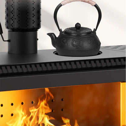 Domestic indoor fireplace with wood storage