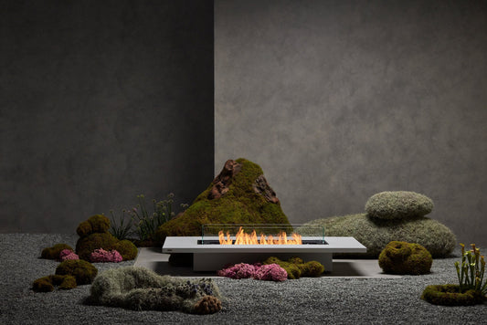 EcoSmart Fire Daiquiri 70 Low Rectangular Fire Pit Table, Concrete, Bioethanol or Gas